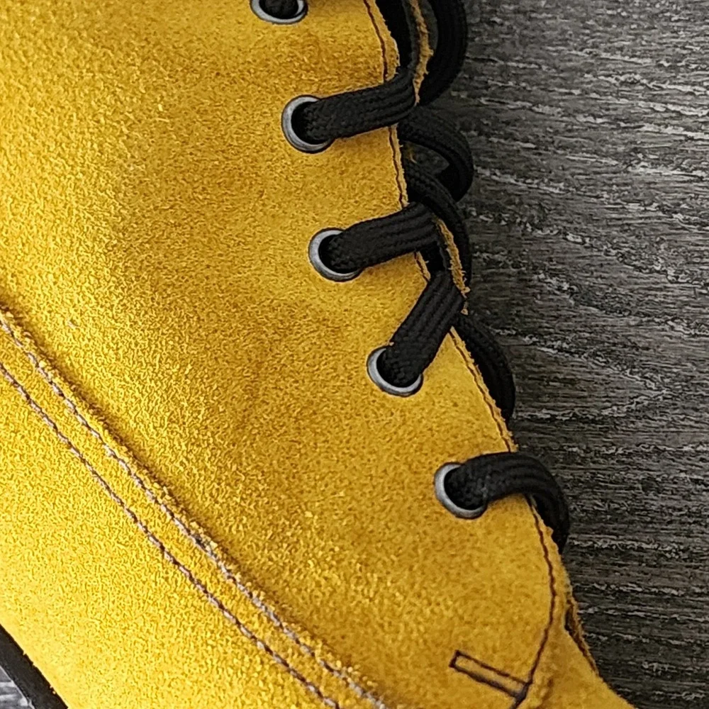 Miu Miu Mustard Yellow Suede Ankle Bootie Combat US 5.5 EU 35.5 Y2K Whimsigoth